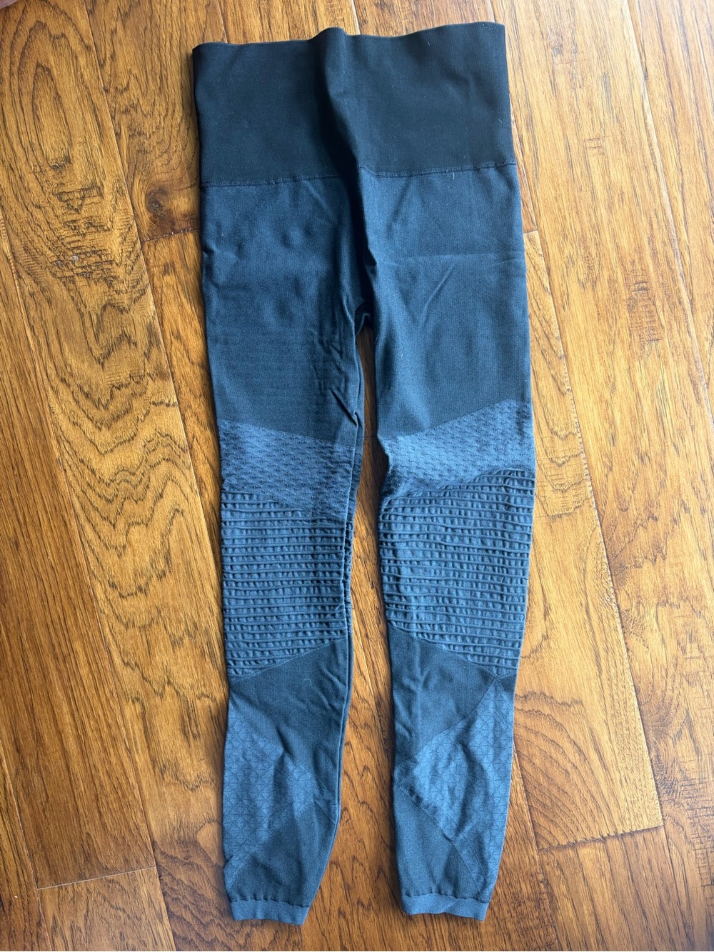 SPANX Black Ribbed Panel Seamless Leggings